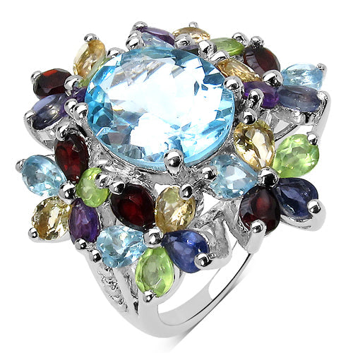 Anillo de Compromiso de Múltiples Piedras de 10.34 Quilates en Plata Esterlina .925