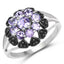 1.18 Carat Genuine Tanzanite & Black Spinel Sterling Silver Ring