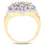 Anillo de Clúster de Tanzanita Baño de Oro Amarillo de 14K
