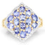 Anillo de Clúster de Tanzanita Baño de Oro Amarillo de 14K