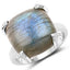 Bague en argent sterling avec labradorite véritable de 16,95 carats