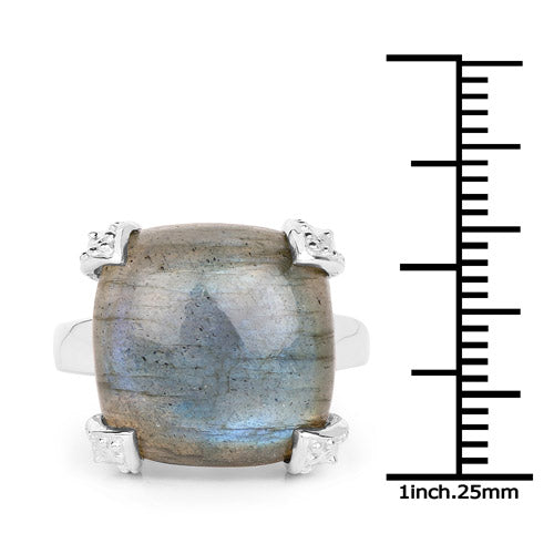 Bague en argent sterling avec labradorite véritable de 16,95 carats