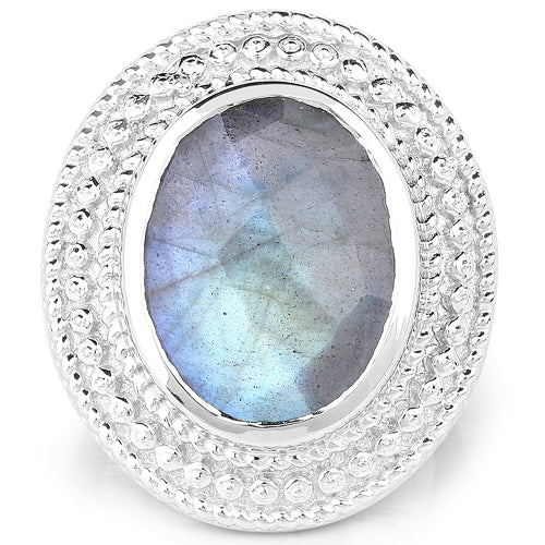 7.00 Carat Genuine Labradorite Sterling Silver Ring