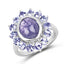3.76 Carat Genuine Tanzanite Sterling Silver Engagement Ring