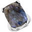 17.17 Carat Genuine Labradorite and White Topaz Sterling Silver Ring