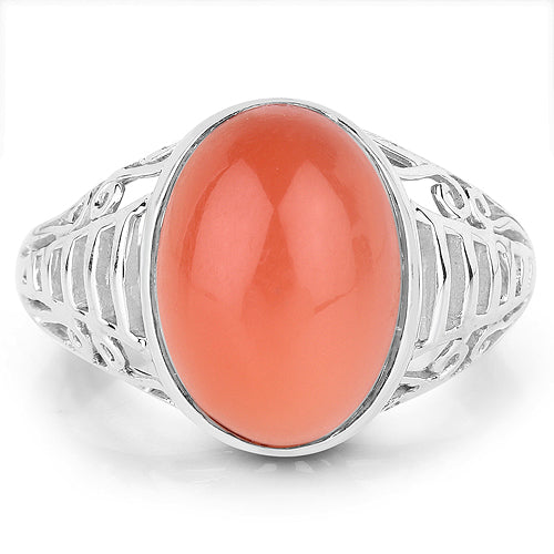 Bague en argent sterling avec pierre de lune pêche de 6,00 carats