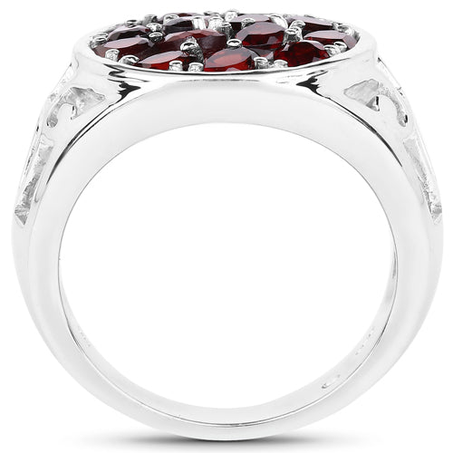 2.34 Carat Genuine Garnet Sterling Silver Engagement Ring