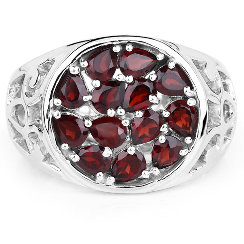 2.34 Carat Genuine Garnet Sterling Silver Engagement Ring