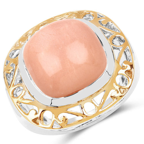 Two Tone Plated 12.80 Carat Genuine Moonstone Ring