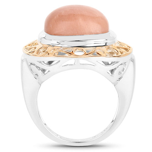Two Tone Plated 12.80 Carat Genuine Moonstone Ring