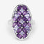 3.13 Carat Amethyst, Tanzanite & White Topaz Sterling Silver Ring