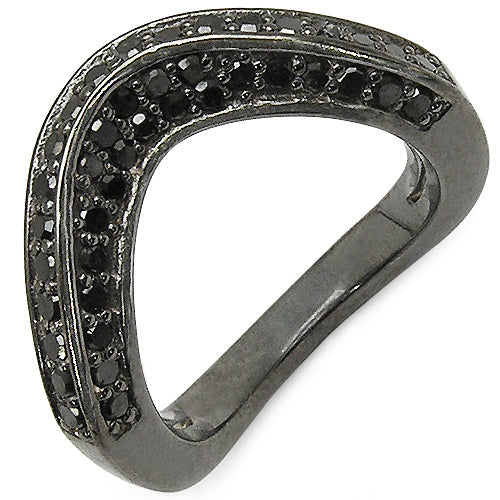 Bague de fiançailles en argent sterling avec diamant noir véritable de 1,02 carat