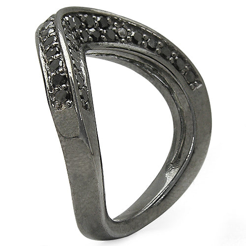Bague de fiançailles en argent sterling avec diamant noir véritable de 1,02 carat