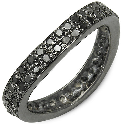 1.11 Carat Genuine Black Diamond Sterling Silver Engagement Ring