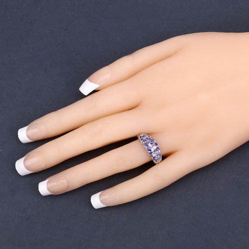 1.63 Carat Genuine Tanzanite Sterling Silver Engagement Ring