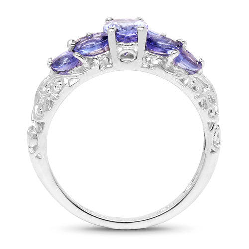 1.63 Carat Genuine Tanzanite Sterling Silver Engagement Ring