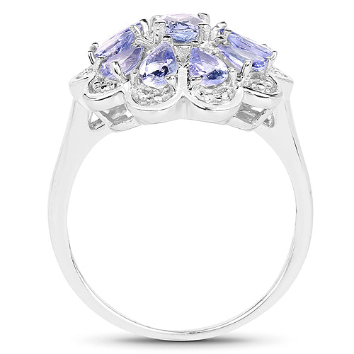 1.84 Carat Genuine Tanzanite Sterling Silver Engagement Ring