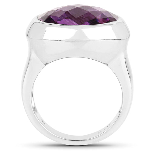 Anillo de Compromiso de Plata Esterlina con Amatista Genuina de 8.25 Quilates