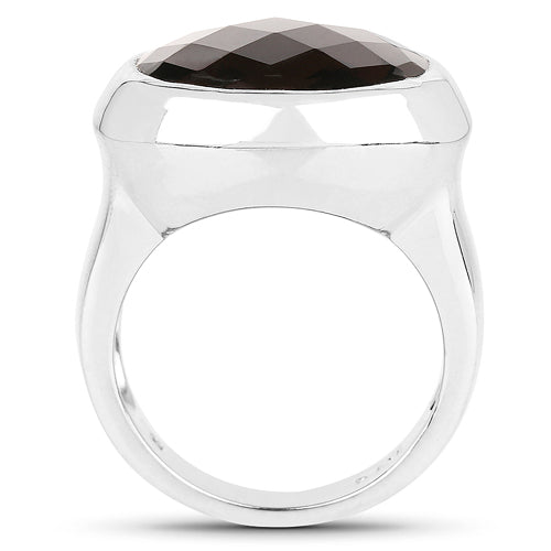 Bague en argent sterling avec quartz fumé de 7,90 carats