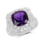 Bague de fiançailles en argent sterling avec améthyste véritable de 4,35 carats