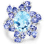 6.52 Carat Blue Topaz & Tanzanite Sterling Silver Engagement Ring