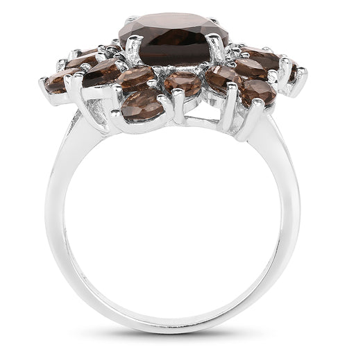 5.69 Carat Genuine Smoky Quartz Sterling Silver Ring