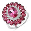 Bague en argent sterling avec topaze rose de 5,46 carats et grenat rhodolite