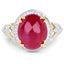 Anillo de Plata Esterlina Baño de Oro Amarillo de 14K con Rubí de 4.46 Quilates
