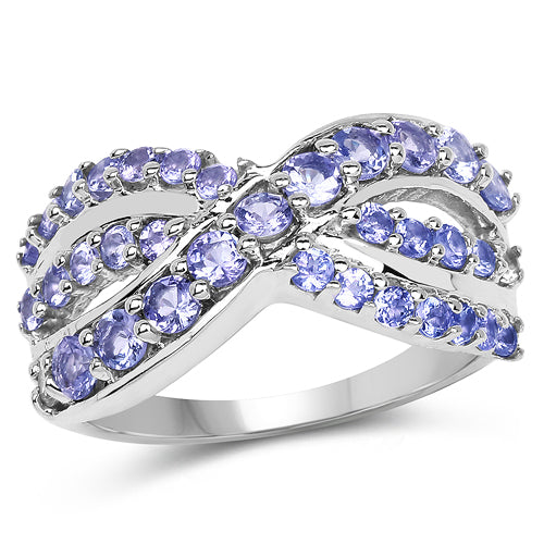 Anillo de Compromiso de Plata Esterlina con Tanzanita Genuina de 1.49 Quilates