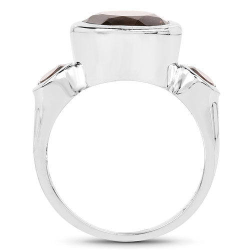 3.56 Carat Genuine Smoky Quartz Sterling Silver Engagement Ring