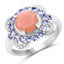 Anillo de Plata Esterlina con Piedra Luna Melocotón y Tanzanita de 2.87 Quilates