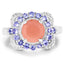 Anillo de Plata Esterlina con Piedra Luna Melocotón y Tanzanita de 2.87 Quilates
