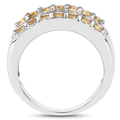 3.08 Carat Genuine Citrine Sterling Silver Engagement Ring