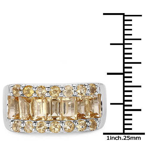 3.08 Carat Genuine Citrine Sterling Silver Engagement Ring