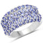 2.47 Carat Genuine Tanzanite Cluster Ring in Sterling Silver