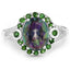 3.92 Carat Genuine Rainbow Quartz & Chrome Diopside Sterling Silver Ring