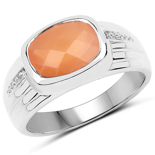 2.60 Carat Genuine Peach Moonstone Sterling Silver Ring