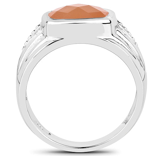 2.60 Carat Genuine Peach Moonstone Sterling Silver Ring