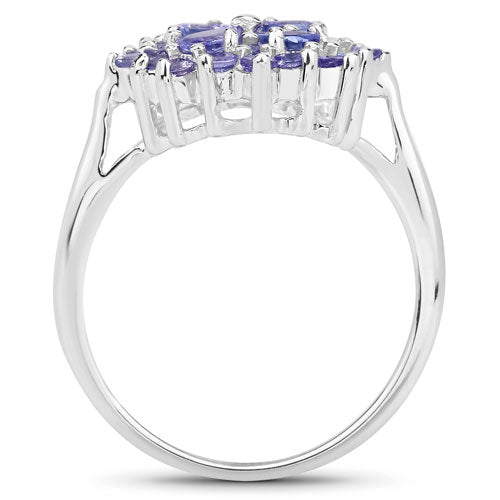 Anillo de Compromiso de Plata Esterlina con Tanzanita Genuina de 1.16 Quilates