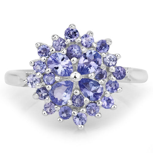 Anillo de Compromiso de Plata Esterlina con Tanzanita Genuina de 1.16 Quilates