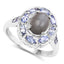 Anillo de Plata Esterlina con Piedra de Luna Gris y Tanzanita de 2.35 Quilates