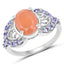 Bague en argent sterling de 3,06 carats en pierre de lune pêche et tanzanite