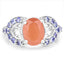 Bague en argent sterling de 3,06 carats en pierre de lune pêche et tanzanite