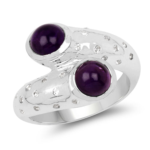 Bague en argent sterling avec améthyste de 2,31 carats et topaze blanche