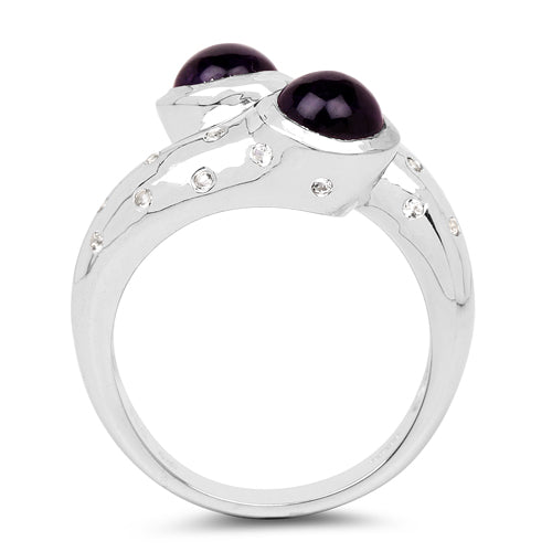 Bague en argent sterling avec améthyste de 2,31 carats et topaze blanche