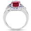 4.03 Carat Genuine Glass Filled Ruby & Tanzanite Sterling Silver Ring