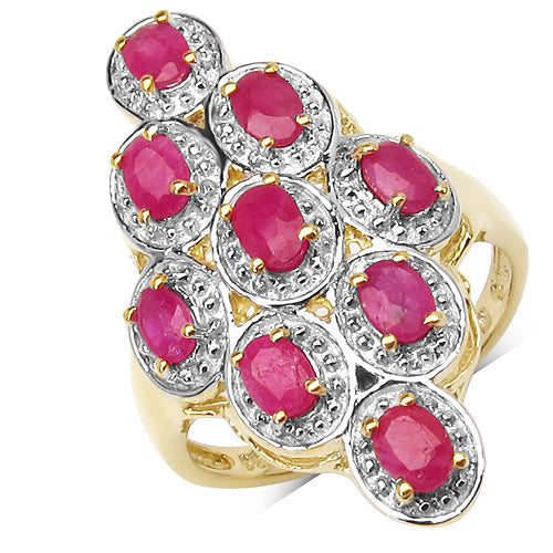 Bague de fiançailles en argent sterling .925 avec rubis véritable de 1,98 carat