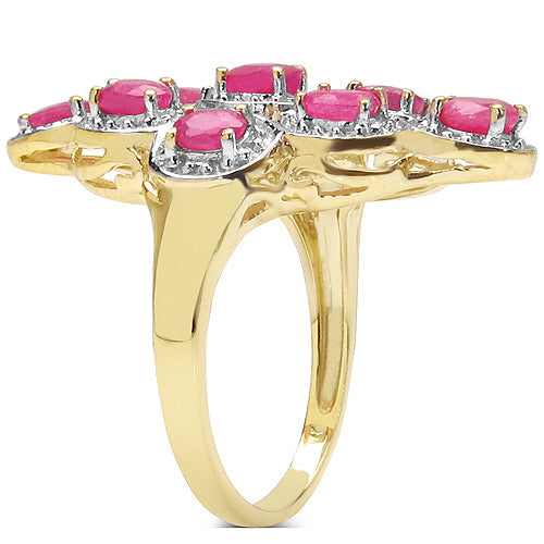 Bague de fiançailles en argent sterling .925 avec rubis véritable de 1,98 carat