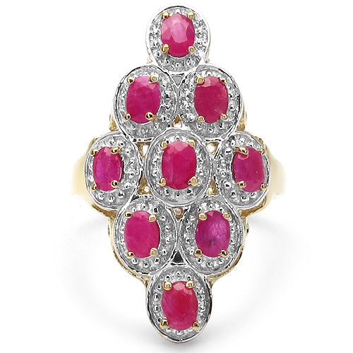 Bague de fiançailles en argent sterling .925 avec rubis véritable de 1,98 carat