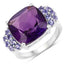 6.34 Carat Genuine Amethyst and Tanzanite Sterling Silver Ring